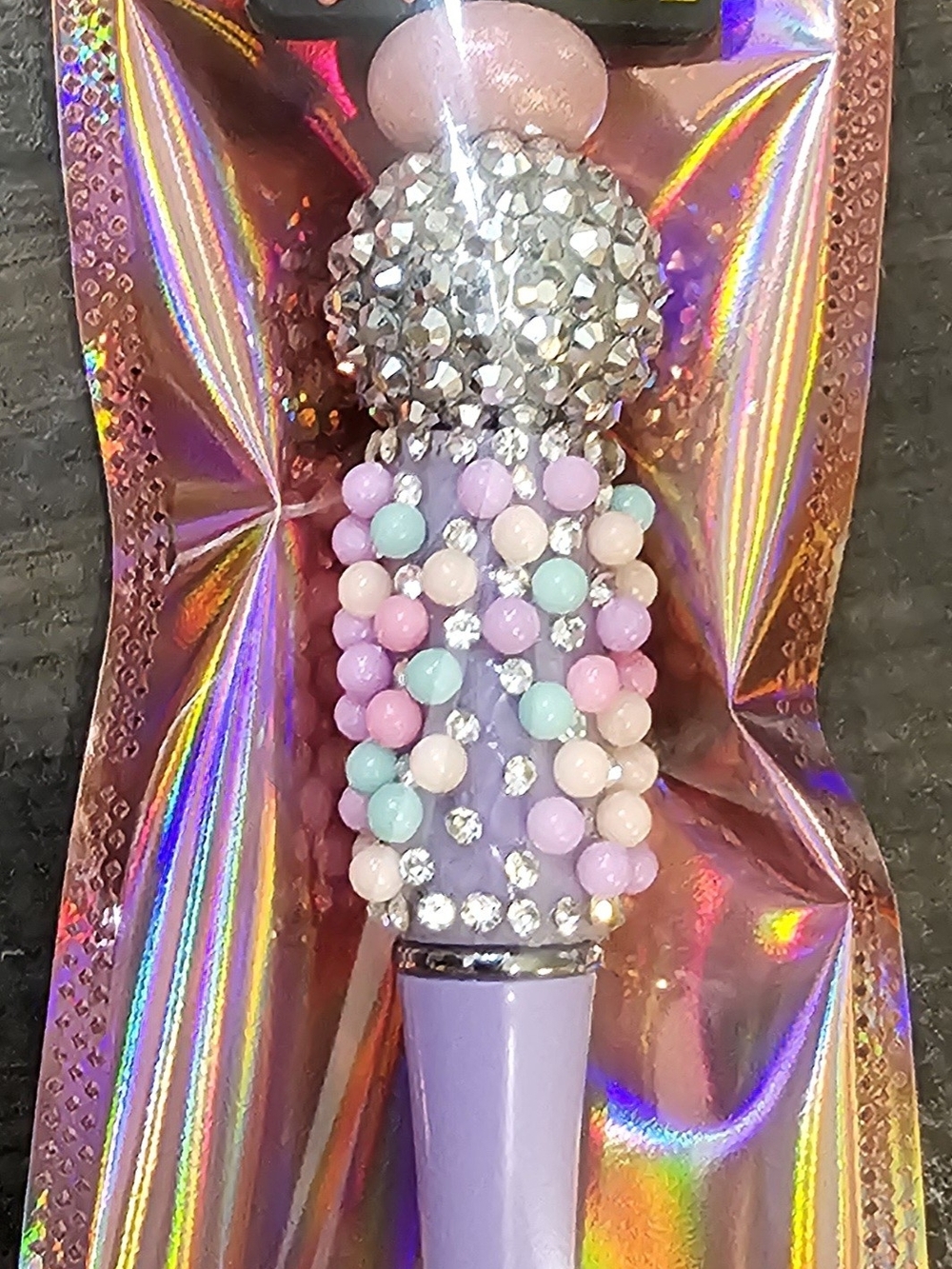 Handcrafted Pastel Rhinestone Beaded Pen - Picture 3 of 4